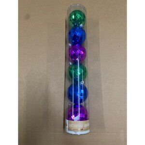 Holiday Lane Christmas Cheer Plastic Diamond Ball Ornaments Multi Set of 6 NWT